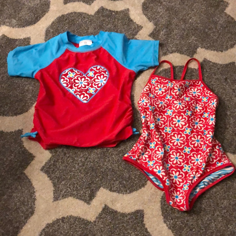 Hanna Andersson Girls Bathing suit and Rashguard